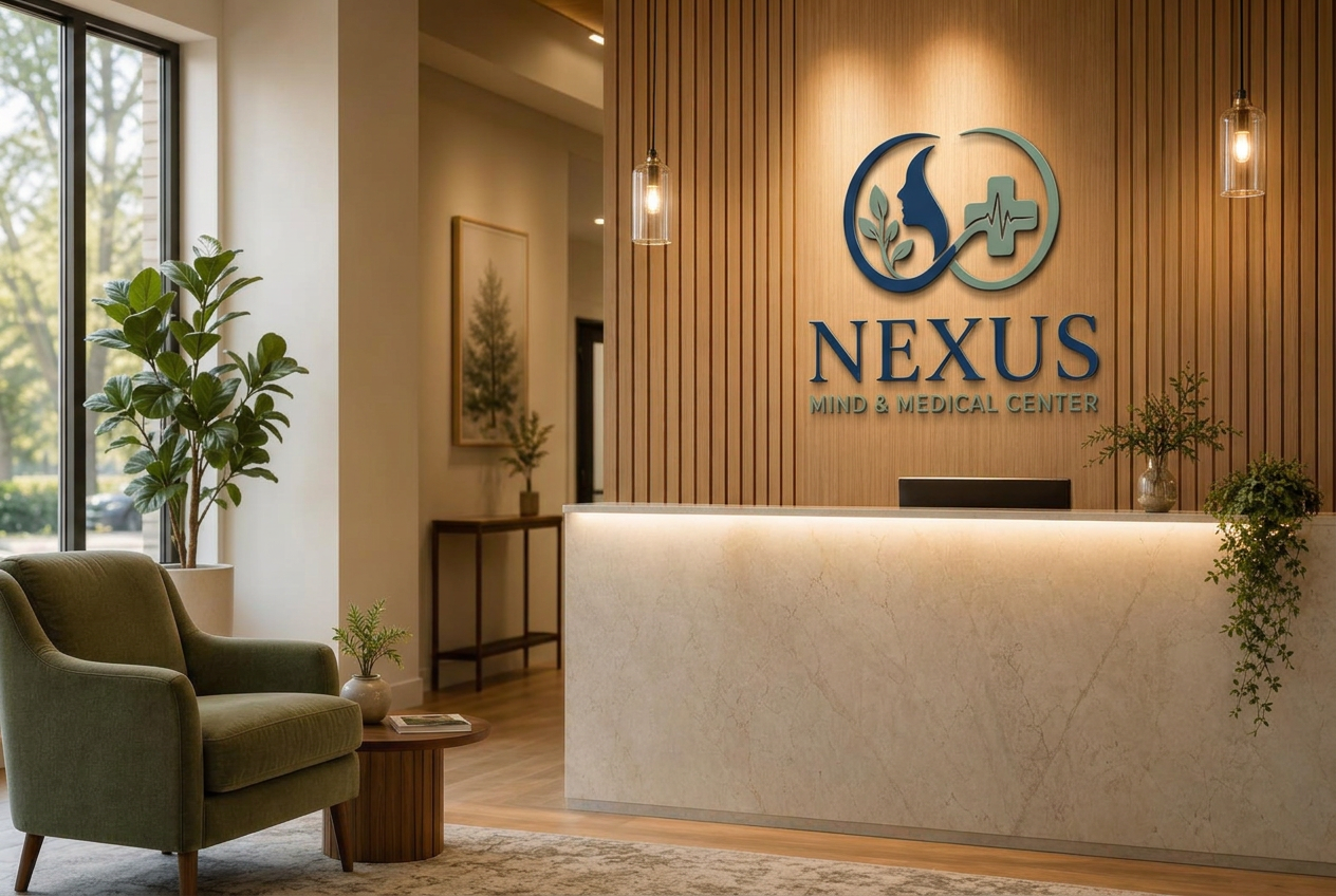 Nexus Mind & Medical Center reception with warm daylight