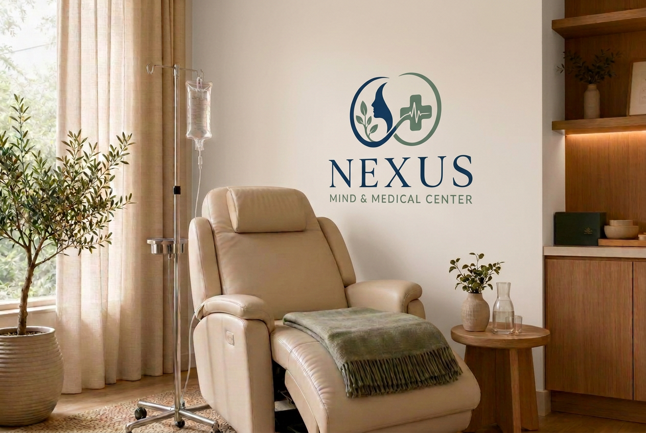 IV hydration suite with a treatment recliner